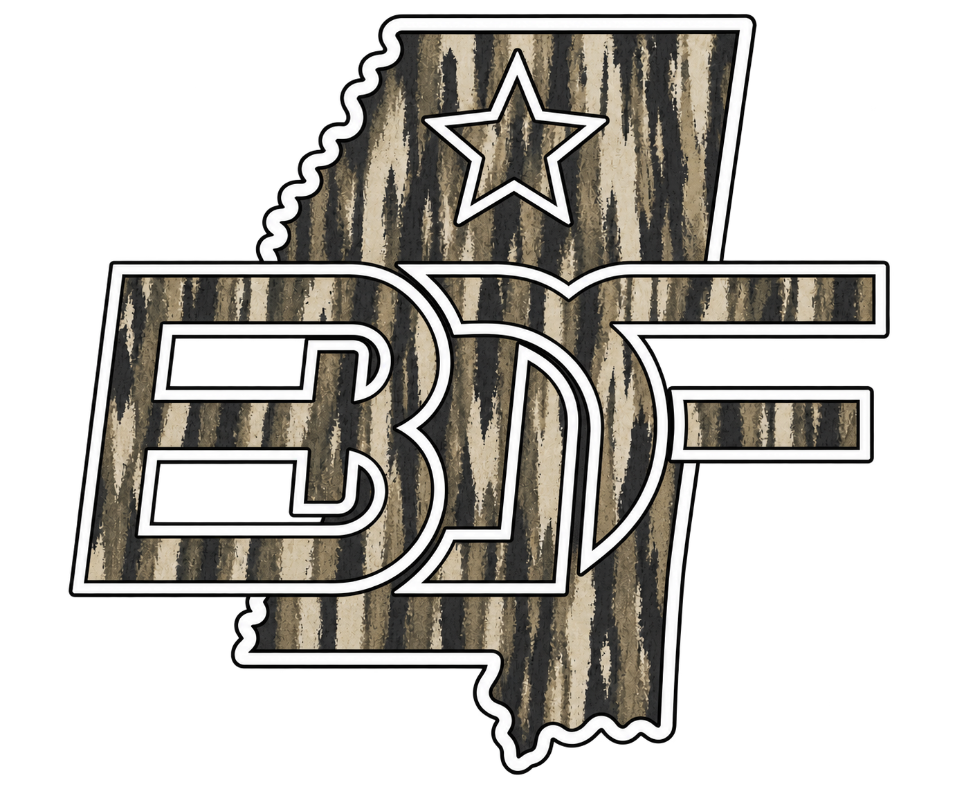 BDF camouflage logo over Mississippi